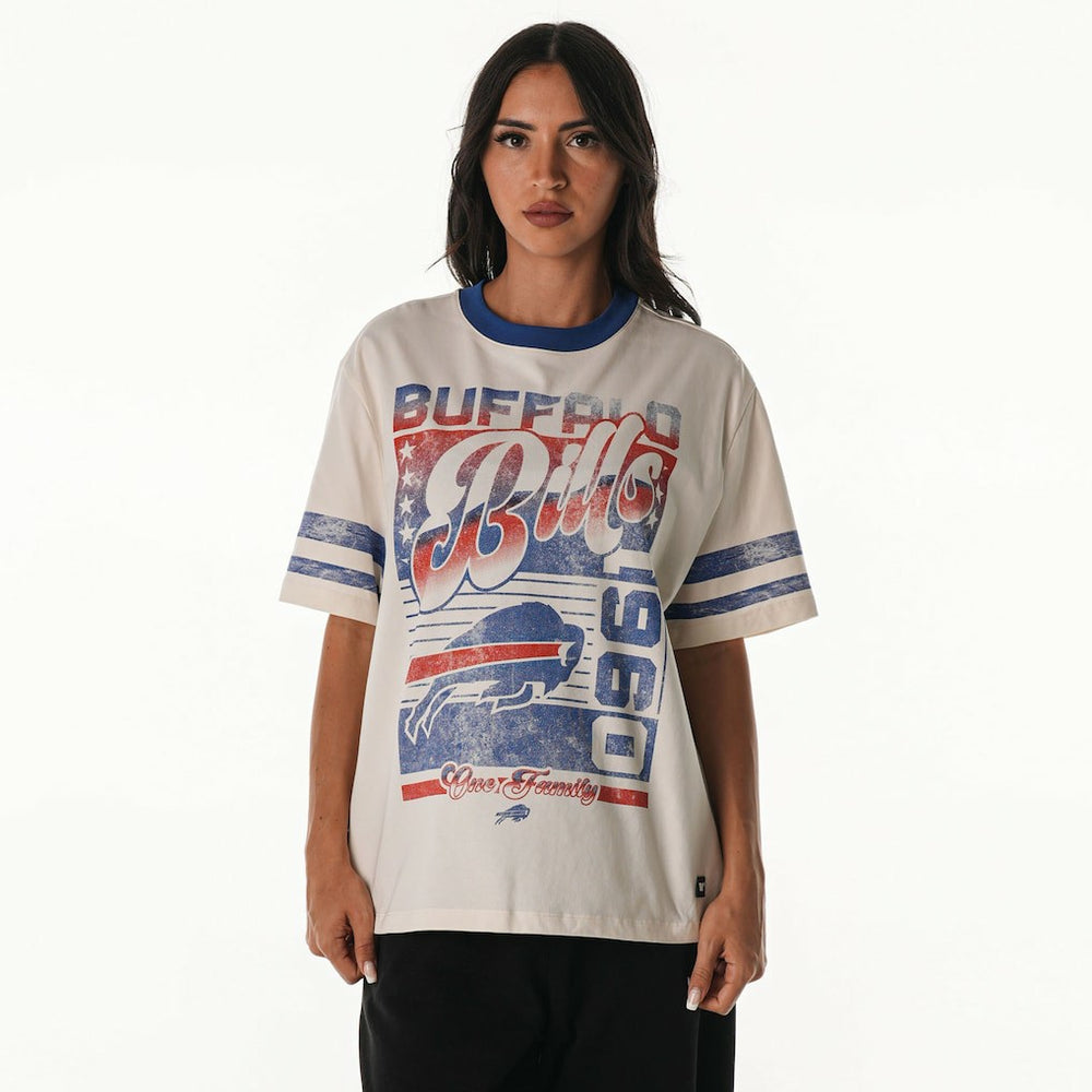 The Wild Collective Women's Vintage Drop Shoulder Oversized Boyfriend T-Shirt - Buffalo Bills T-shirts
