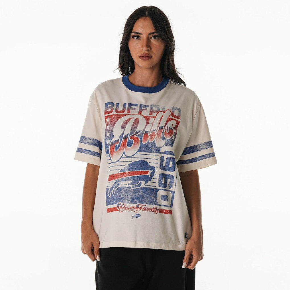 The Wild Collective Women's Vintage Drop Shoulder Oversized Boyfriend T-Shirt - Buffalo Bills T-shirts
