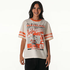The Wild Collective Women's Vintage Drop Shoulder Oversized Boyfriend T-Shirt - Cleveland Browns T-shirts