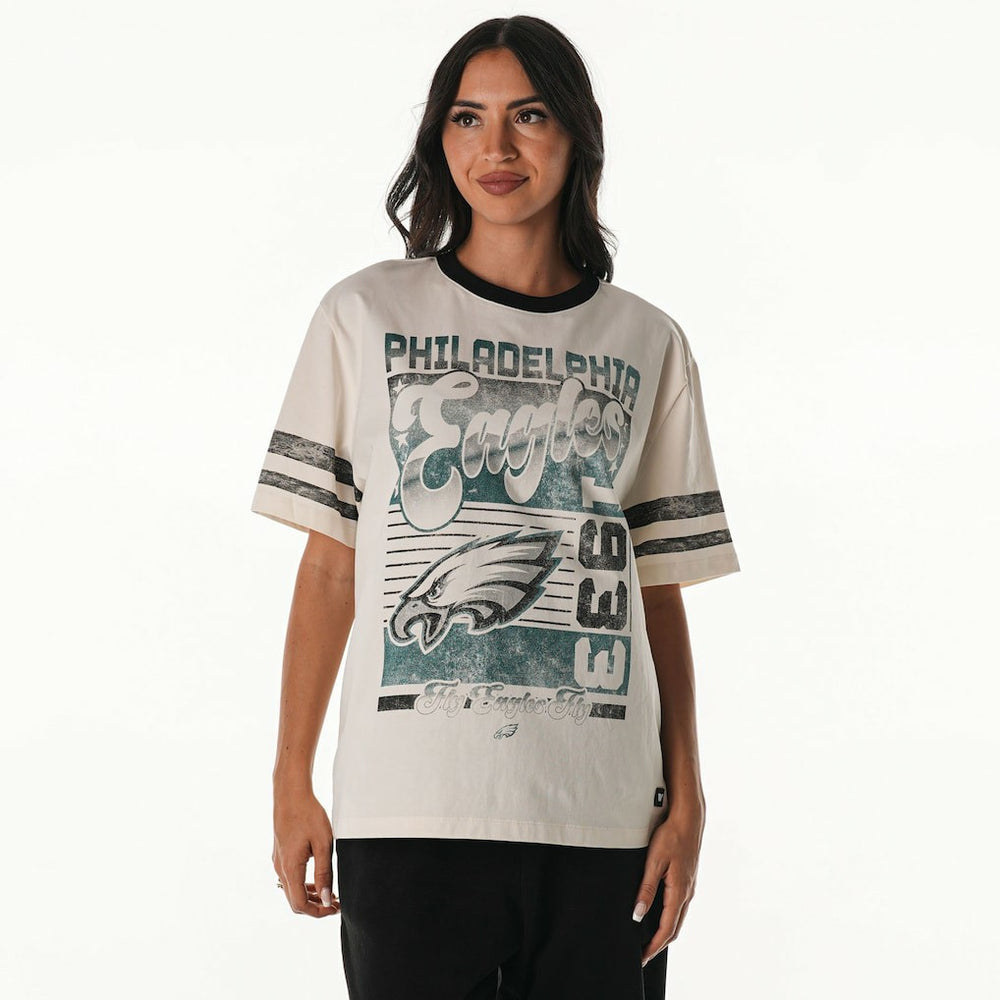 The Wild Collective Women's Vintage Drop Shoulder Oversized Boyfriend T-Shirt - Philadelphia Eagles T-shirts