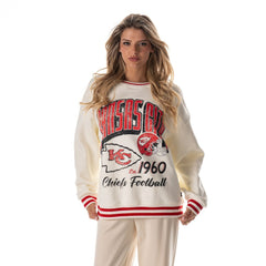 The Wild Collective Women's Oversized Vintage French Terry Sweatshirt - Kansas City Chiefs Sweatshirts