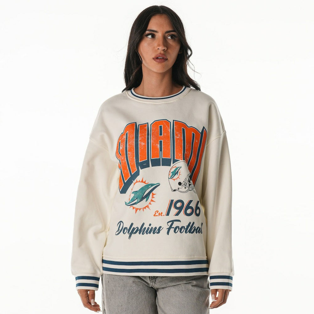 The Wild Collective Women's Oversized Vintage French Terry Sweatshirt - Miami Dolphins Sweatshirts