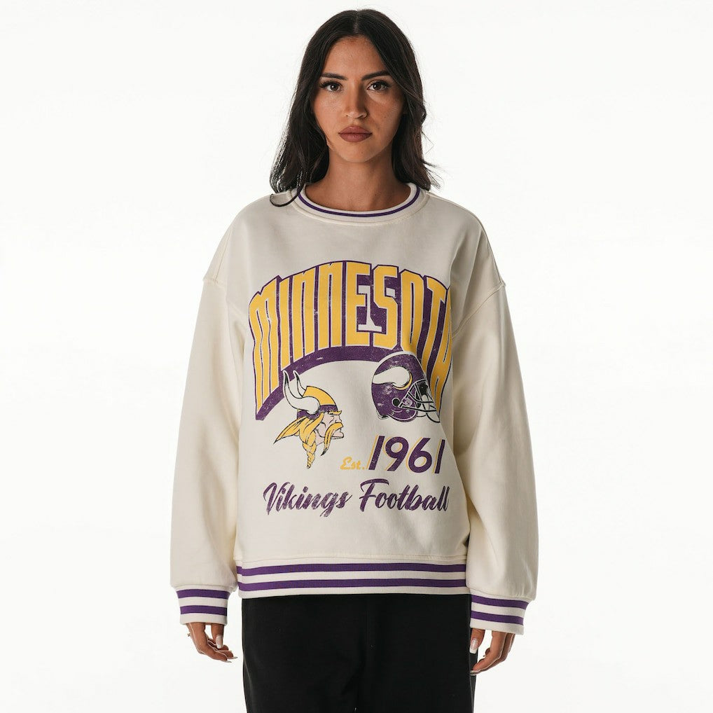 The Wild Collective Women's Oversized Vintage French Terry Sweatshirt - Minnesota Vikings Sweatshirts