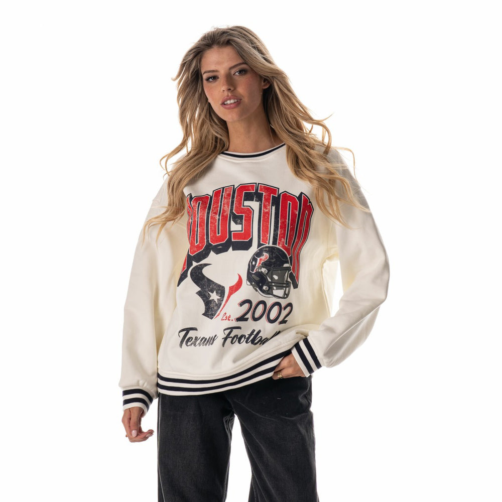 The Wild Collective Women's Oversized Vintage French Terry Sweatshirt - Houston Texans Sweatshirts