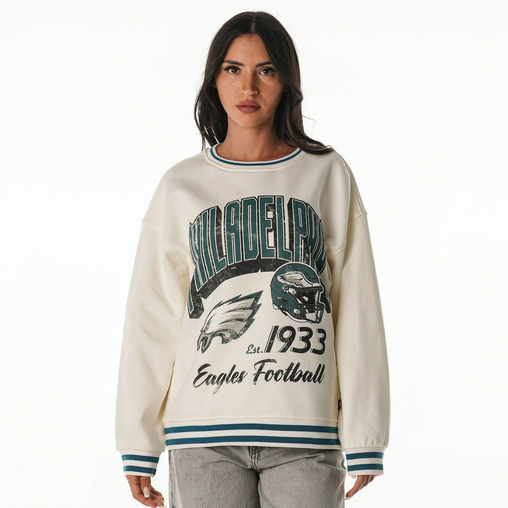 The Wild Collective Women's Oversized Vintage French Terry Sweatshirt - Philadelphia Eagles Sweatshirts