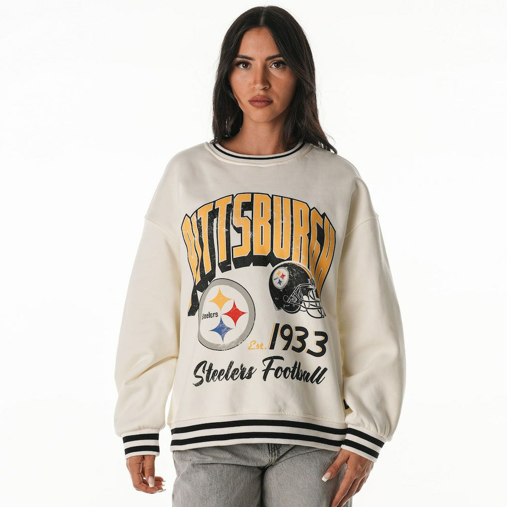 The Wild Collective Women's Oversized Vintage French Terry Sweatshirt - Pittsburgh Steelers Sweatshirts