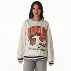 The Wild Collective Women's Oversized Vintage French Terry Sweatshirt - Cleveland Browns Sweatshirts