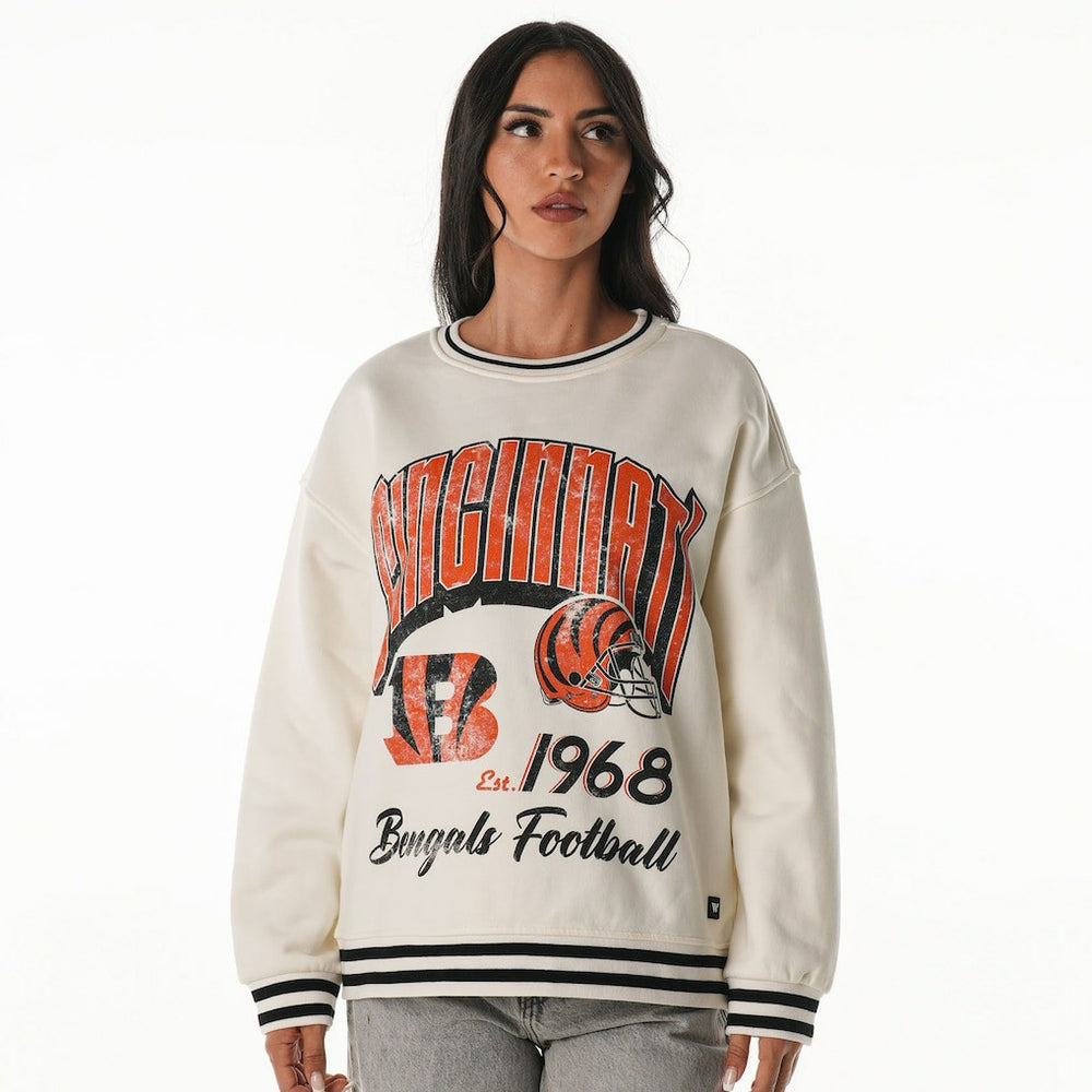 The Wild Collective Women's Oversized Vintage French Terry Sweatshirt - Cincinnati Bengals Sweatshirts