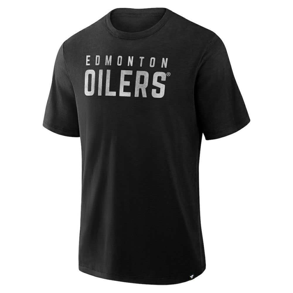 NHL Edmonton Oilers Fanatics Play Distressed Wordmark Stadium Slub T-Shirt