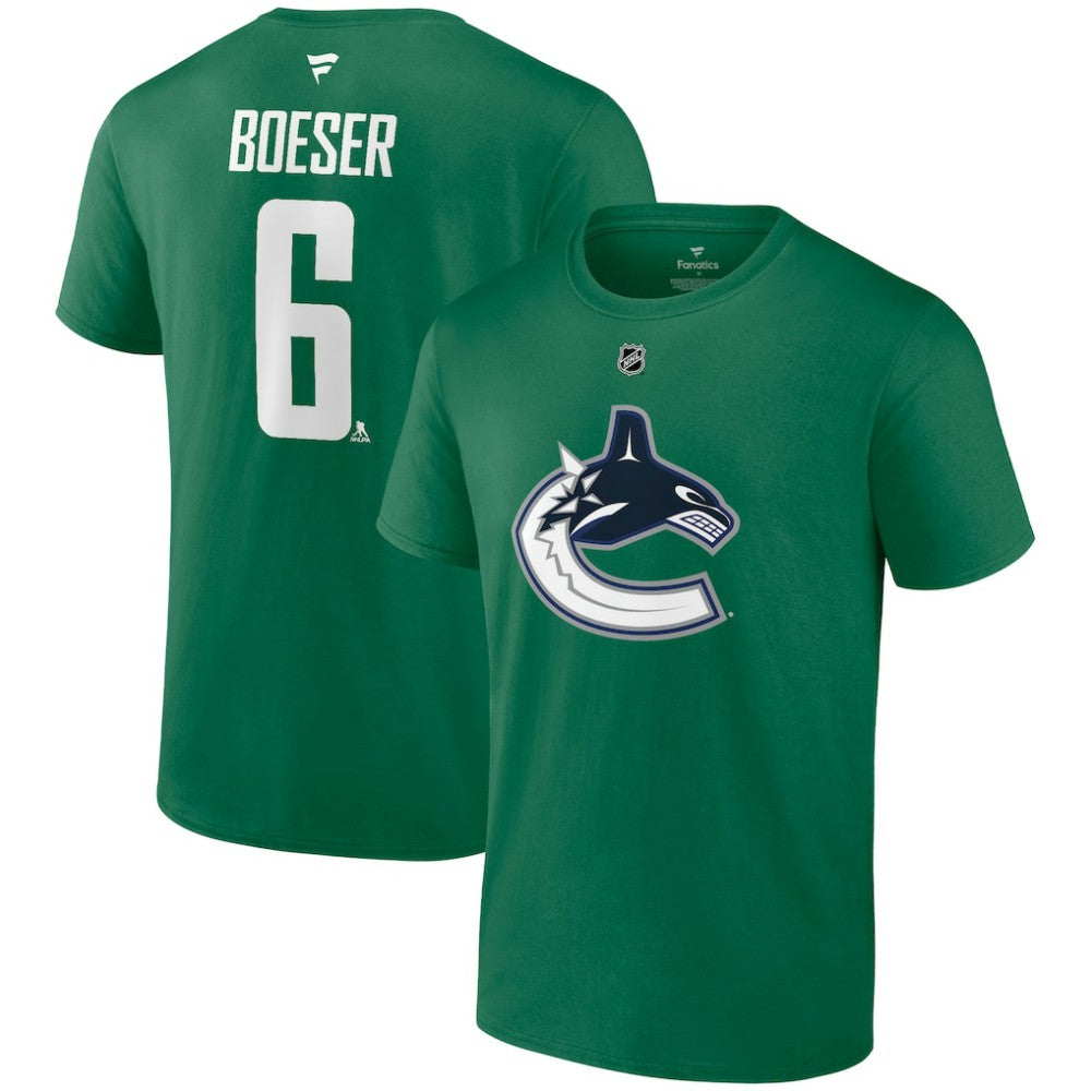 NHL Brock Boeser Vancouver Canucks Fanatics Authentic Stack Name & Number T-Shirt