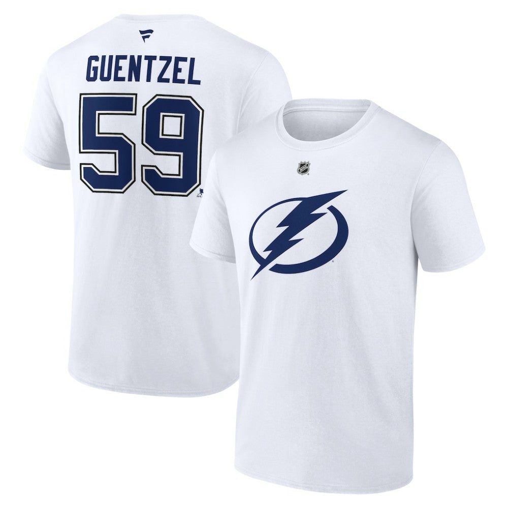 NHL Jake Guentzel Tampa Bay Lightning Fanatics Authentic Stack Name & Number T-Shirt