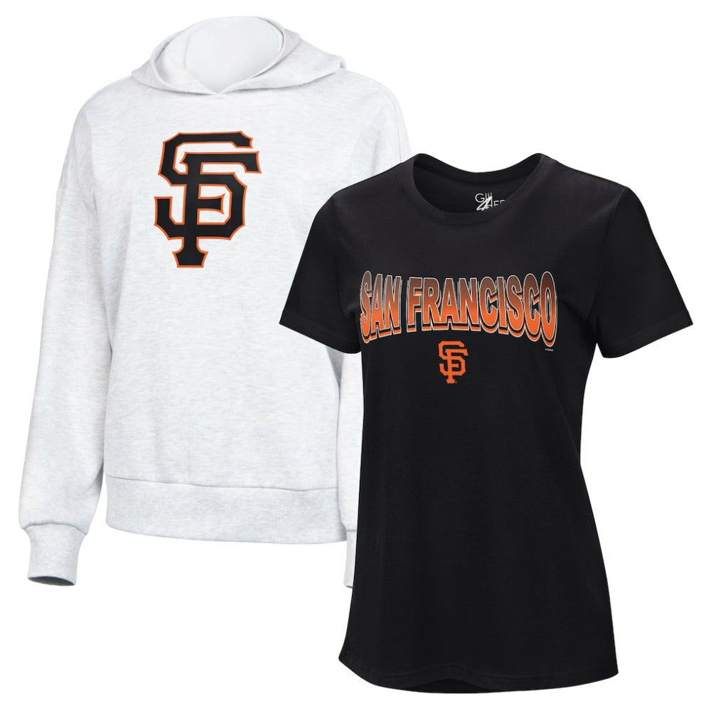 Black/Bright Heather Ceramic San Francisco Giants G-III 4Her by Carl Banks Women's T-Shirt and Hoodie Combo Pack