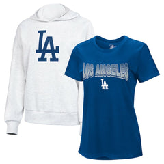 Royal/Bright Heather Ceramic Los Angeles Dodgers G-III 4Her by Carl Banks Women's T-Shirt and Hoodie Combo Pack