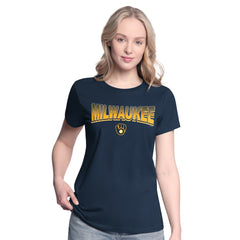 Navy/Bright Heather Ceramic Milwaukee Brewers G-III 4Her by Carl Banks Women's T-Shirt and Hoodie Combo Pack