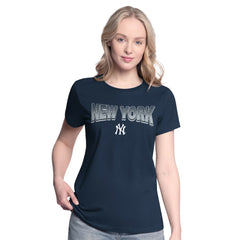 Navy/Bright Heather Ceramic New York Yankees G-III 4Her by Carl Banks Women's T-Shirt and Hoodie Combo Pack