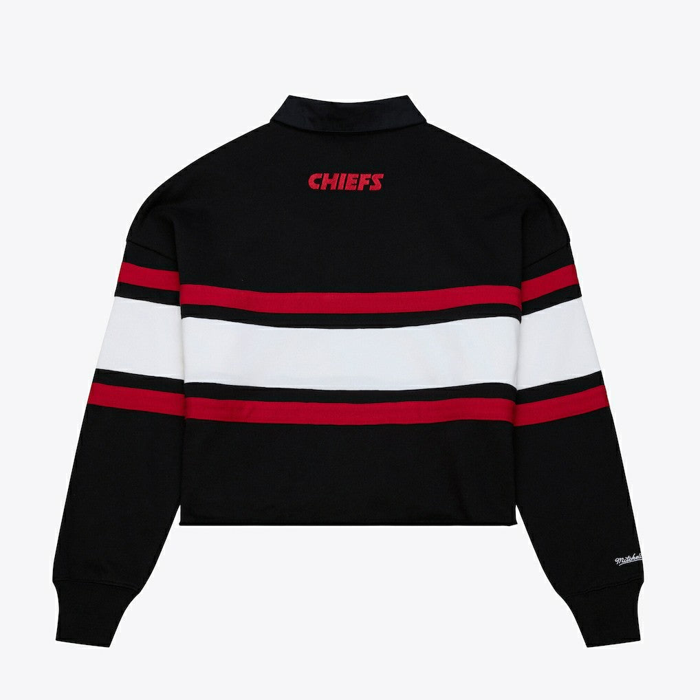 Women's Cropped Long Sleeve Rugby Polo - Kansas City Chiefs