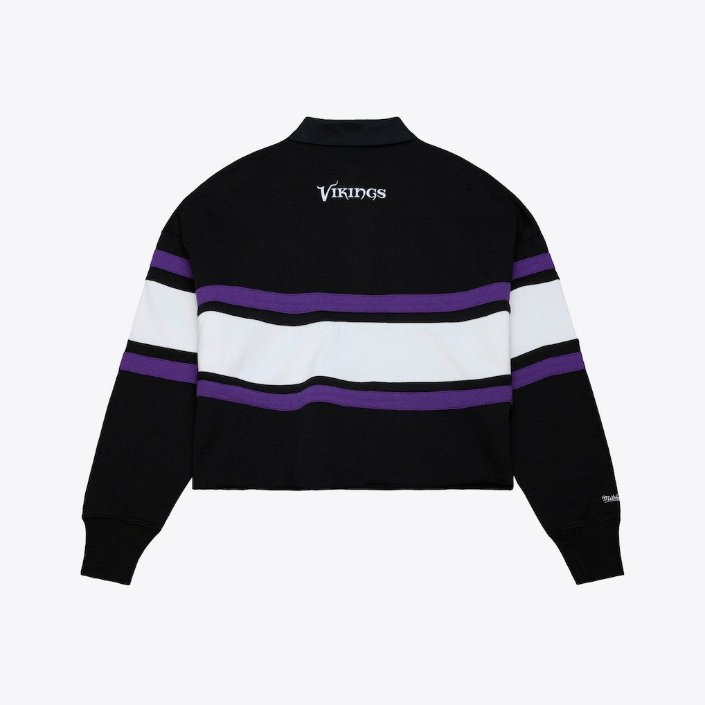 Women's Cropped Long Sleeve Rugby Polo - Minnesota Vikings
