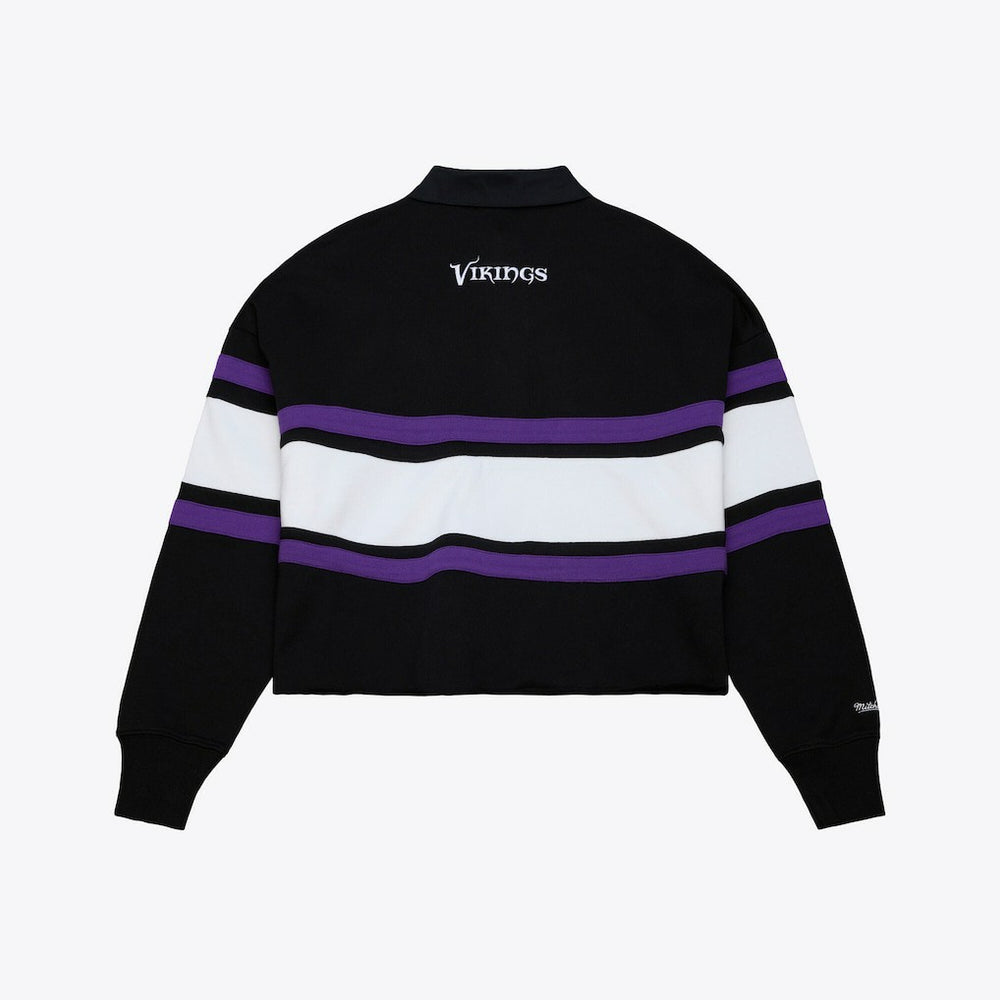 Women's Cropped Long Sleeve Rugby Polo - Minnesota Vikings