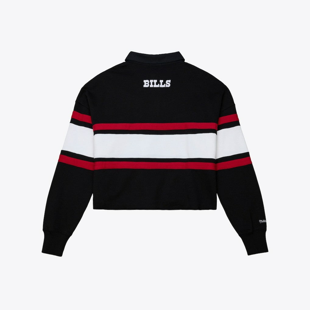 Women's Throwback Cropped Long Sleeve Rugby Polo - Buffalo Bills