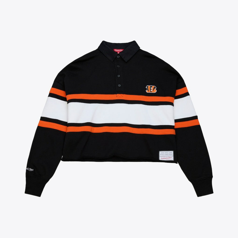 Women's Cropped Long Sleeve Rugby Polo - Cincinnati Bengals