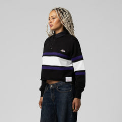 Women's Cropped Long Sleeve Rugby Polo - Baltimore Ravens