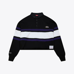 Women's Cropped Long Sleeve Rugby Polo - Baltimore Ravens