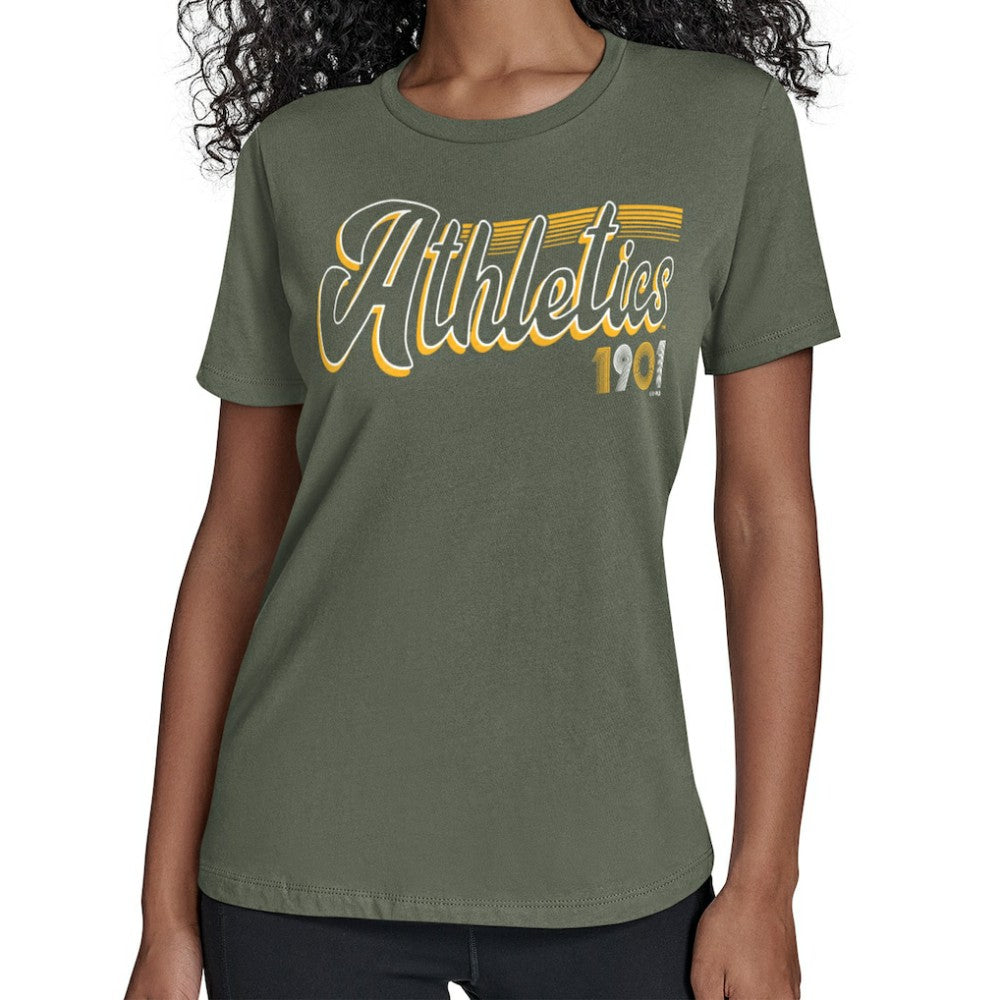 Green Athletics Starter Women's Groovy Script Team Fitted T-Shirt