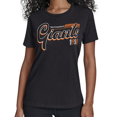 Black San Francisco Giants Starter Women's Groovy Script Team Fitted T-Shirt