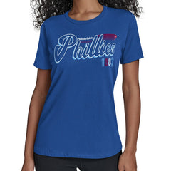 Royal Philadelphia Phillies Starter Women's Groovy Script Team Fitted T-Shirt
