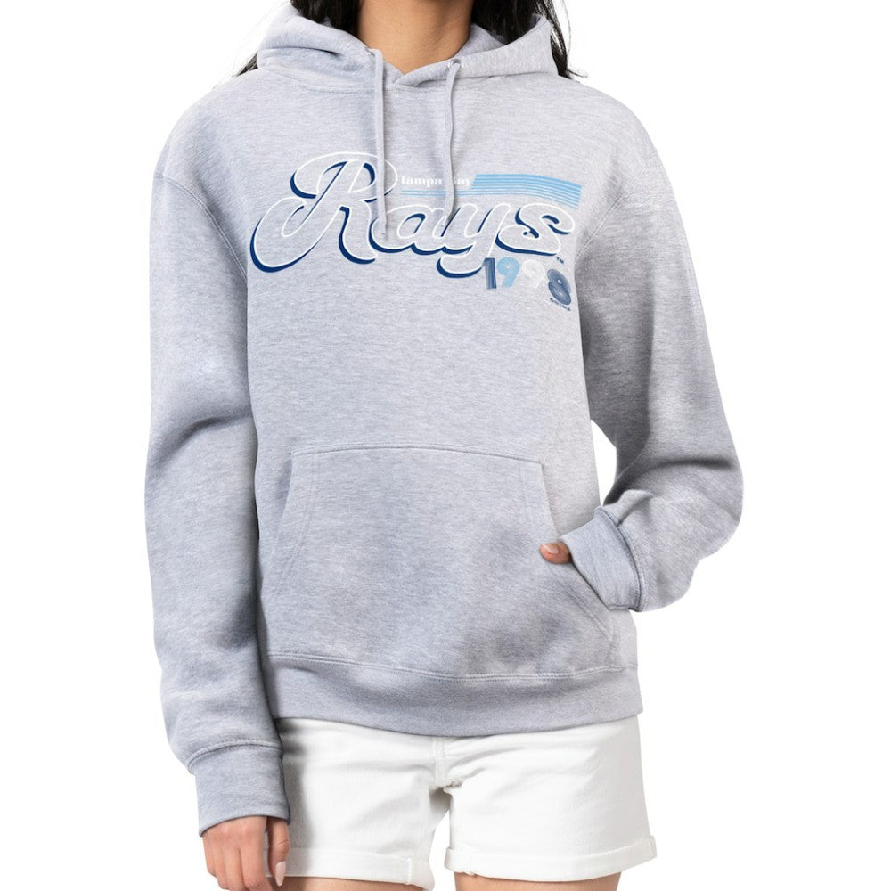Gray Tampa Bay Rays Starter Women's Groovy Script Team Fleece Pullover Hoodie