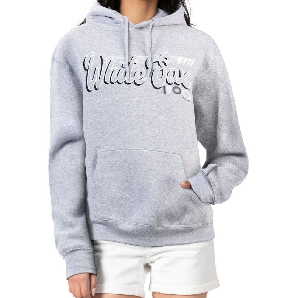 Gray Chicago White Sox Starter Women's Groovy Script Team Fleece Pullover Hoodie