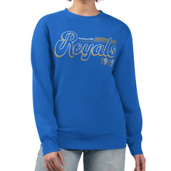 Royal Kansas City Royals Starter Women's Groovy Script Team Fleece Pullover Sweatshirt