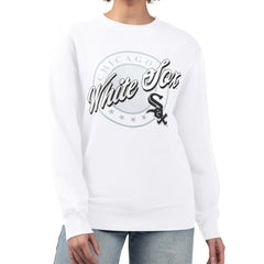 White Chicago White Sox G-III 4Her by Carl Banks Women's Pinstripe Circle Team Fleece Pullover Sweatshirt