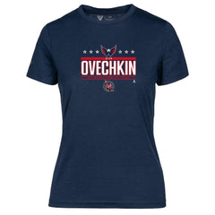 NHL Alexander Ovechkin Washington Capitals Levelwear Women's NHL All-Time Leading Goal Scorer Milestone Stars Name & Number Maddox T-Shirt