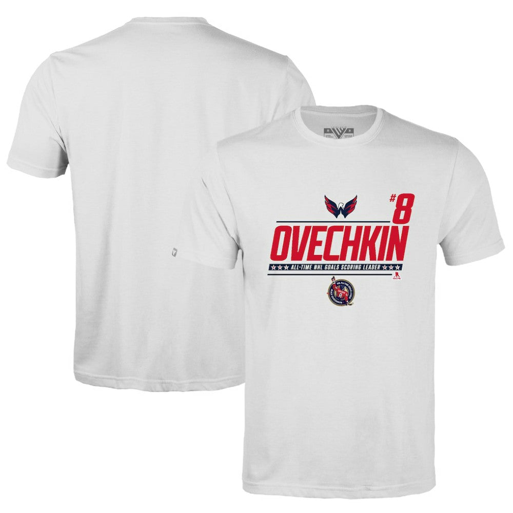 NHL Alexander Ovechkin Washington Capitals Levelwear NHL All-Time Leading Goal Scorer Milestone Name & Number Richmond T-Shirt