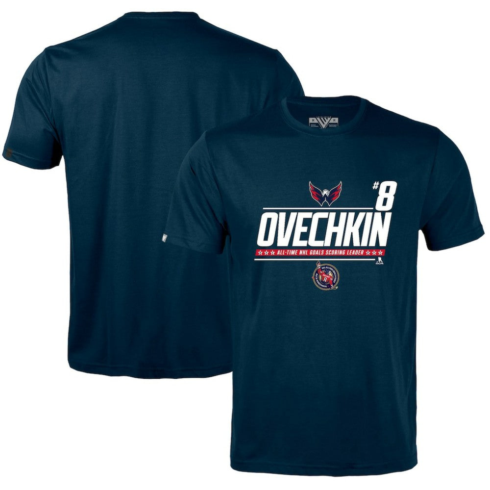 NHL Alexander Ovechkin Washington Capitals Levelwear NHL All-Time Leading Goal Scorer Milestone Name & Number Richmond T-Shirt