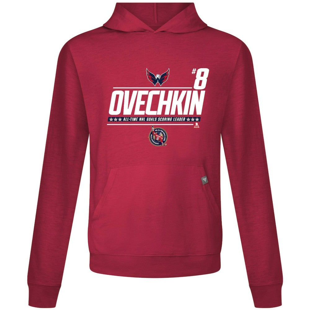 NHL Alexander Ovechkin Washington Capitals Levelwear NHL All-Time Leading Goal Scorer Milestone Name & Number Relay Pullover Hoodie