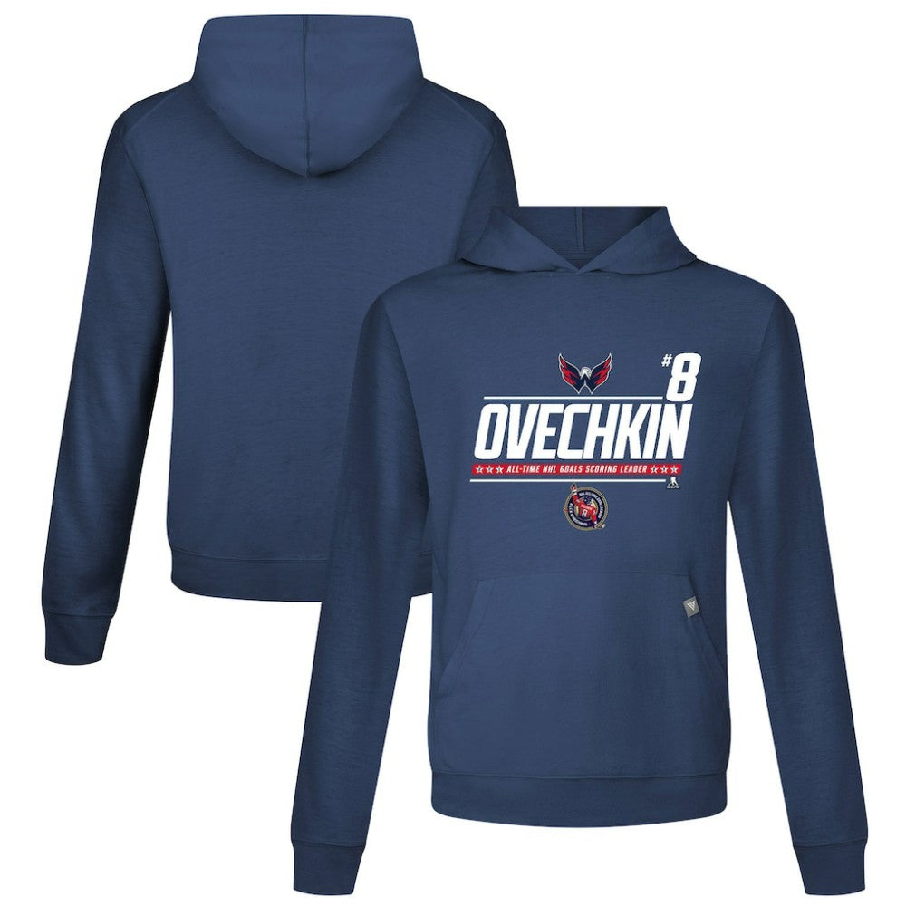 NHL Alexander Ovechkin Washington Capitals Levelwear NHL All-Time Leading Goal Scorer Milestone Name & Number Relay Pullover Hoodie