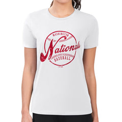 White Washington Nationals G-III 4Her by Carl Banks Women's Super-Slim Fit Lightweight Distressed Baseball Team T-Shirt