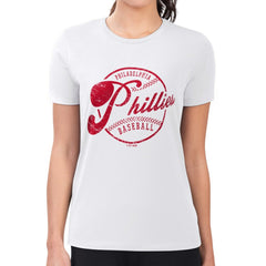 White Philadelphia Phillies G-III 4Her by Carl Banks Women's Super-Slim Fit Lightweight Distressed Baseball Team T-Shirt