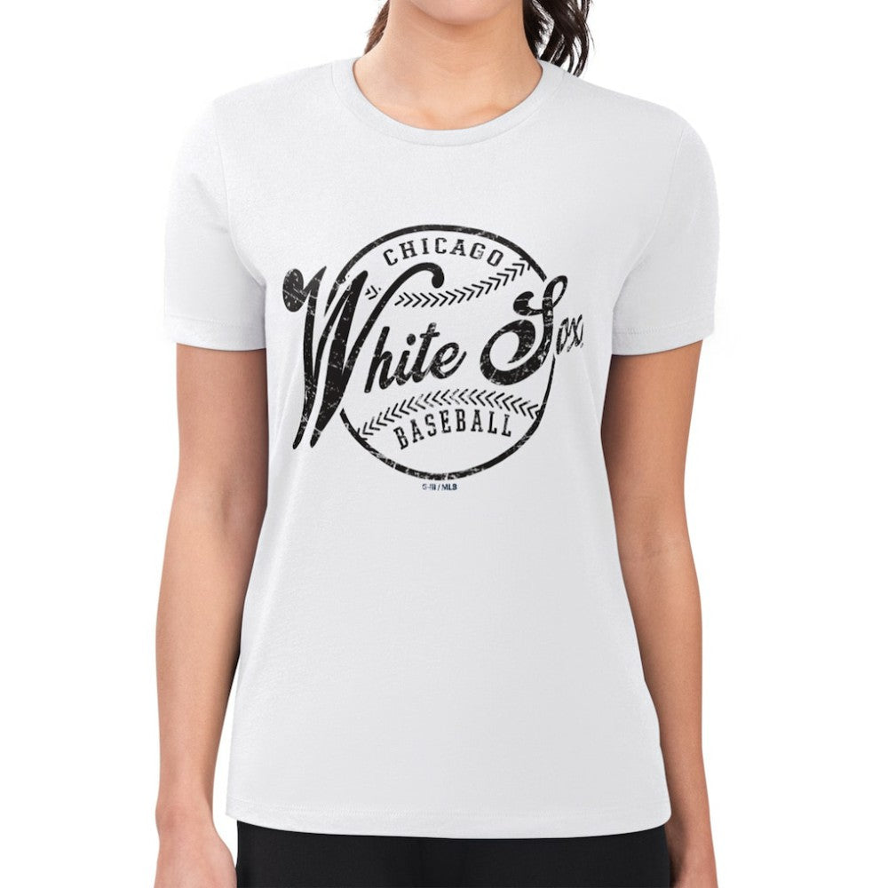 White Chicago White Sox G-III 4Her by Carl Banks Women's Super-Slim Fit Lightweight Distressed Baseball Team T-Shirt