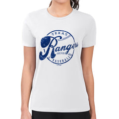 White Texas Rangers G-III 4Her by Carl Banks Women's Super-Slim Fit Lightweight Distressed Baseball Team T-Shirt