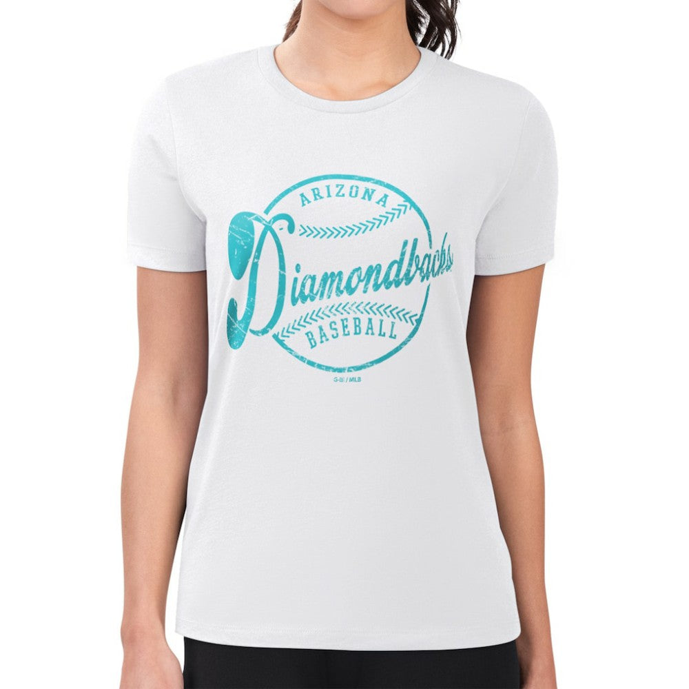 White Arizona Diamondbacks G-III 4Her by Carl Banks Women's Super-Slim Fit Lightweight Distressed Baseball Team T-Shirt