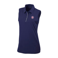 Navy Washington Nationals Columbia Women's Tend The Ball Sleeveless Polo