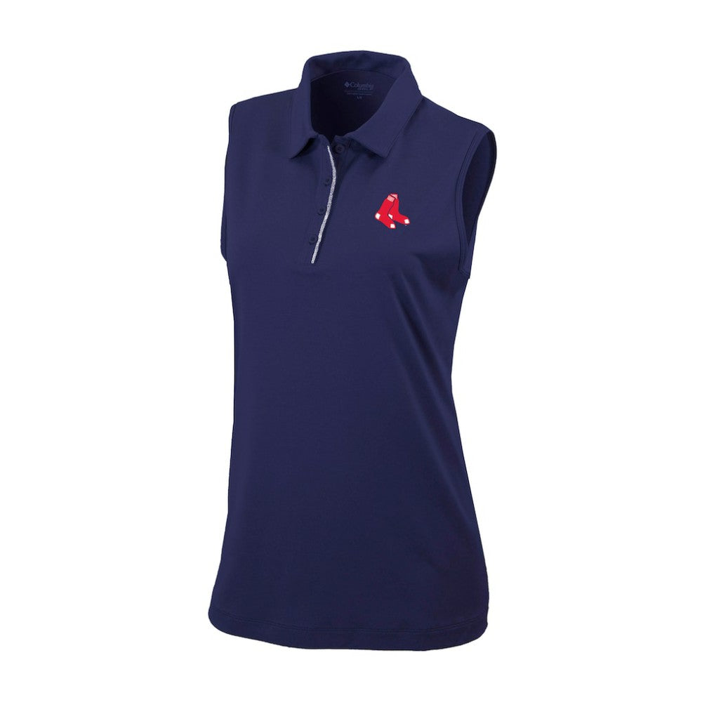 Navy Boston Red Sox Columbia Women's Tend The Ball Sleeveless Polo