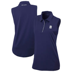 Navy Detroit Tigers Columbia Women's Tend The Ball Sleeveless Polo