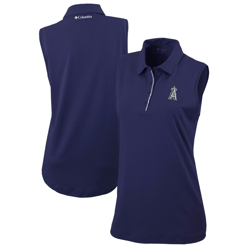 Navy Los Angeles Angels Columbia Women's Tend The Ball Sleeveless Polo