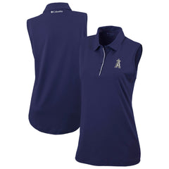 Navy Los Angeles Angels Columbia Women's Tend The Ball Sleeveless Polo