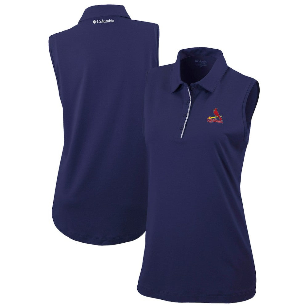 Navy St. Louis Cardinals Columbia Women's Tend The Ball Sleeveless Polo