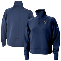 Navy Milwaukee Brewers Columbia Women's Wickhams Hills Raglan Omni-Wick Quarter-Zip Pullover